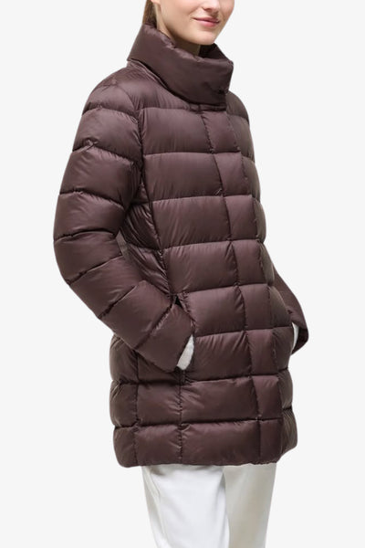 colmar Piumino Lungo Full Zip Sciancrato Con Collo Alto Marrone Donna, foto 1