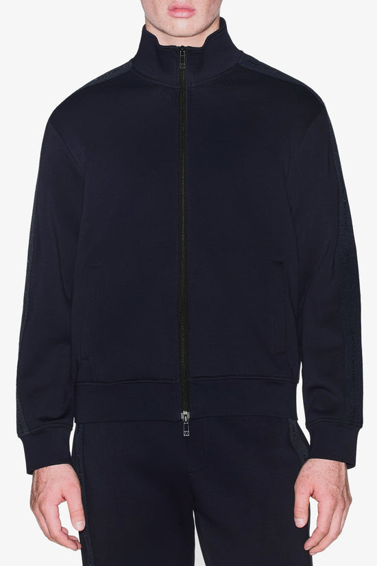  Felpa Full Zip In Jersey Di Cotone Stretch Con Bande Logo armani exchange 
