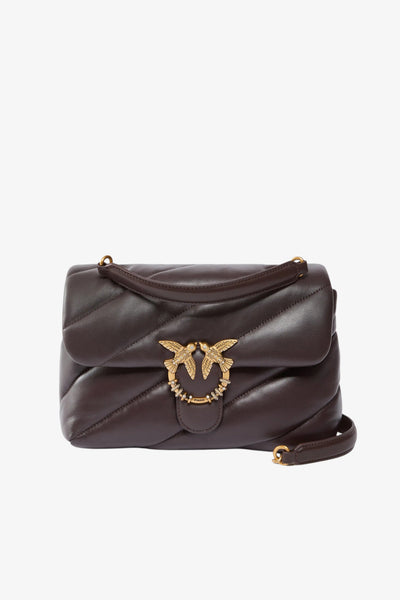 pinko Borsa A Tracolla Media Love Bag Puff Con Fibbia Gioiello Marrone Donna