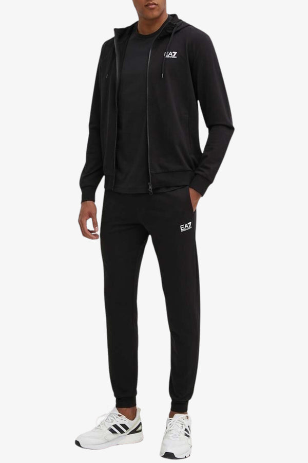 emporio armani ea7 Tuta Full Zip Con Cappuccio Core Identity Nero Uomo, foto 1