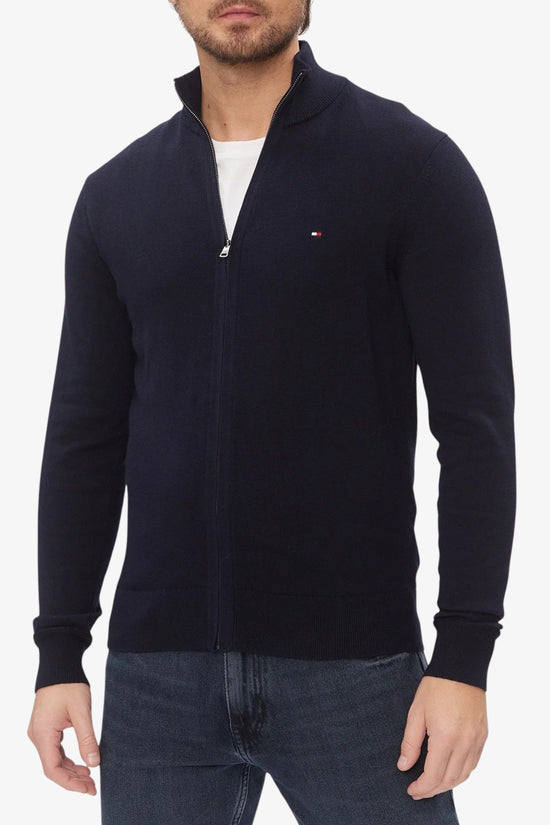  Cardigan Full Zip In Misto Cashmere Con Logo Bandierina Ricamato tommy hilfiger 
