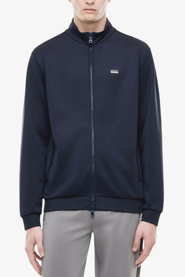 emporio armani ea7 Felpa Full Zip Lux Identity In Jersey Elasticizzato Blu Uomo, foto 1