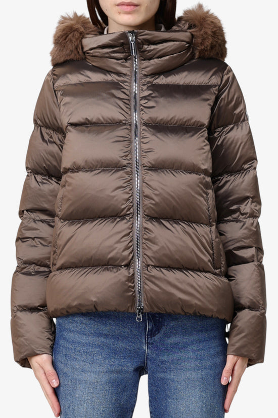  Piumino Corto Full Zip Con Cappuccio Bordo Eco Pelliccia colmar 