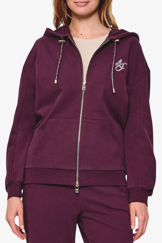  Felpa Full Zip Con Cappuccio Logo Con Strass-liu jo-Rosso-Special_-Tf6069 fs091 91718-1  