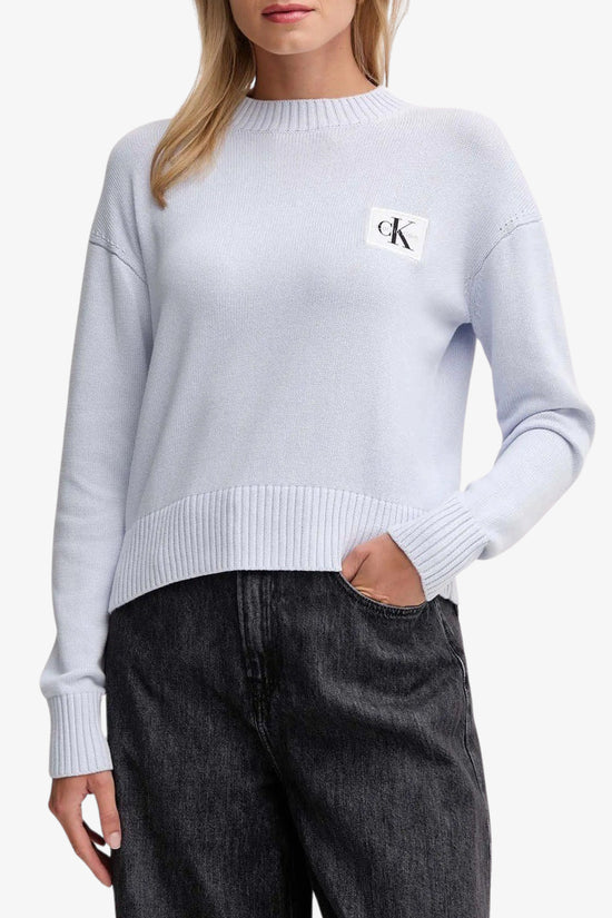  Maglione Girocollo Con Stemma In Maglia Di Cotone calvin klein jeans 