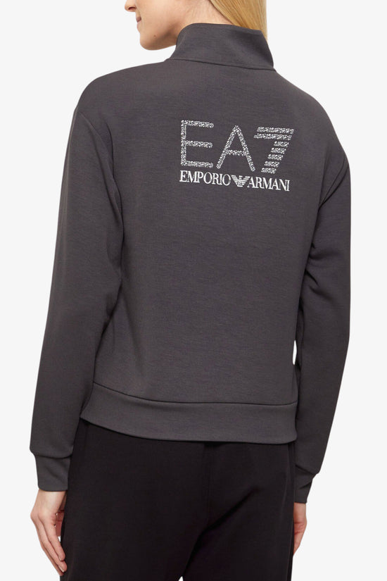  Felpa Full Zip Logo Series Con Borchiette Sul Retro emporio armani ea7 