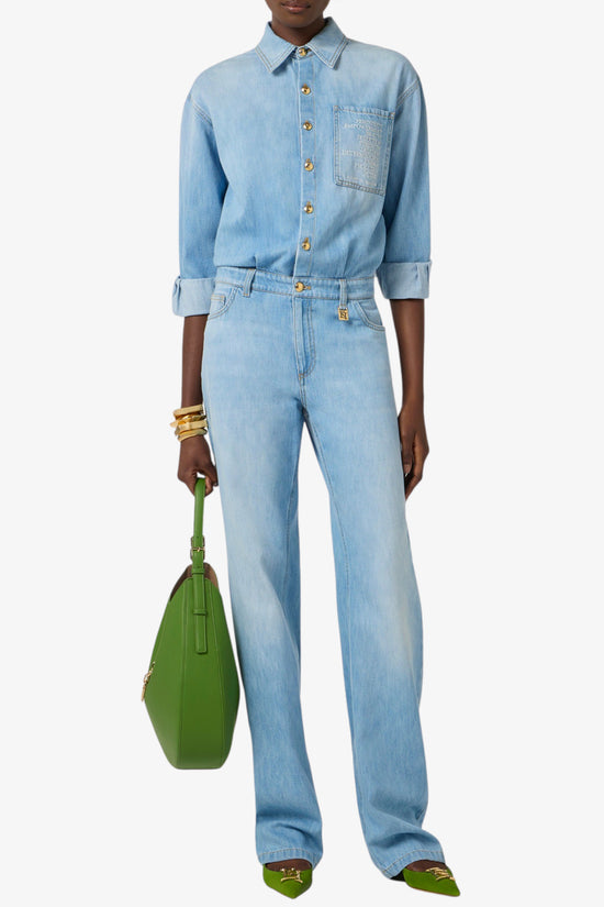  Tuta In Denim Dettaglio Lettering elisabetta franchi 