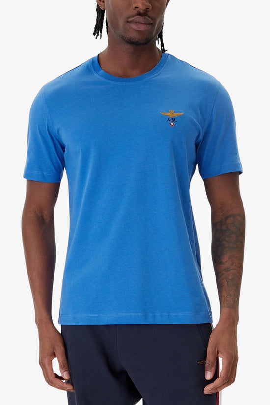  T-Shirt Maniche Corte Piccolo Logo Ricamato aeronautica militare 