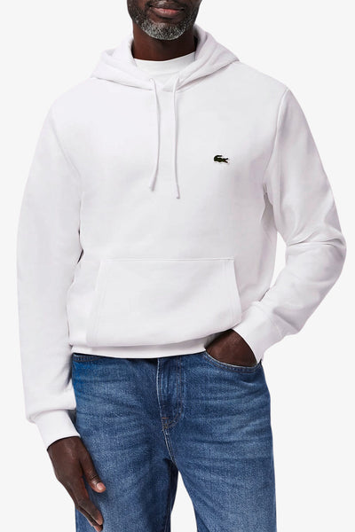 lacoste Felpa Con Cappuccio Logo Piccolo Ricamato Bianco Uomo