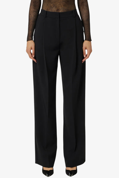 elisabetta franchi Pantaloni In Crepe Leggero Con Pinces Nero Donna