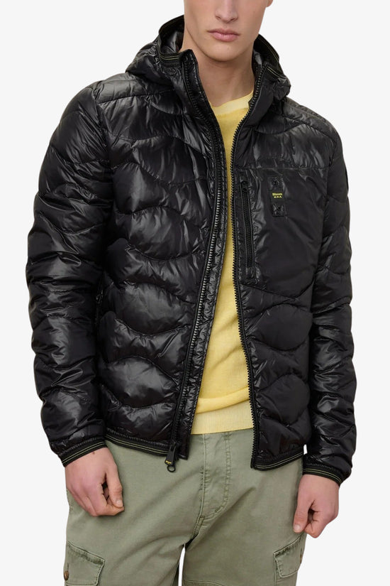  Piumino Full Zip Con Cappuccio Wave blauer 