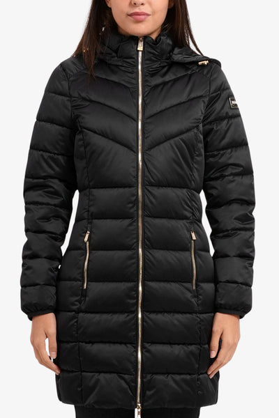 yes zee Piumino Full Zip Con Cappuccio Nero Donna