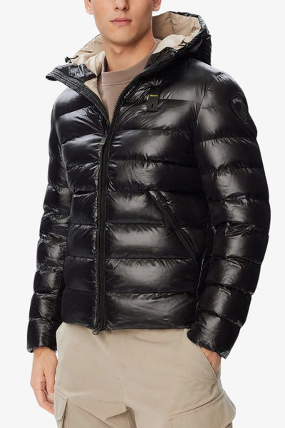 blauer Piumino Full Zip Con Cappuccio Adams Nero Uomo