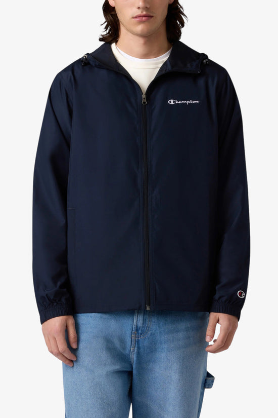  Giacca A Vento Full Zip Con Cappuccio Logo Piccolo champion 