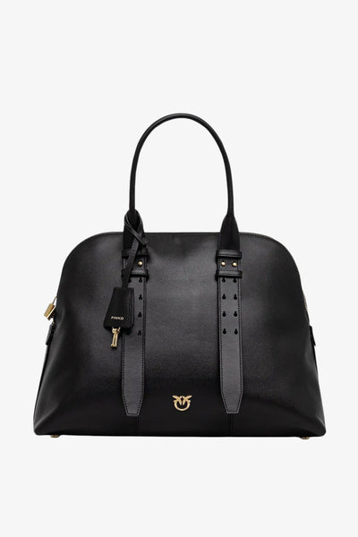 pinko Borsa A Mano Bowling Escape Bag In Pelle Maxi Nero Donna, foto 1
