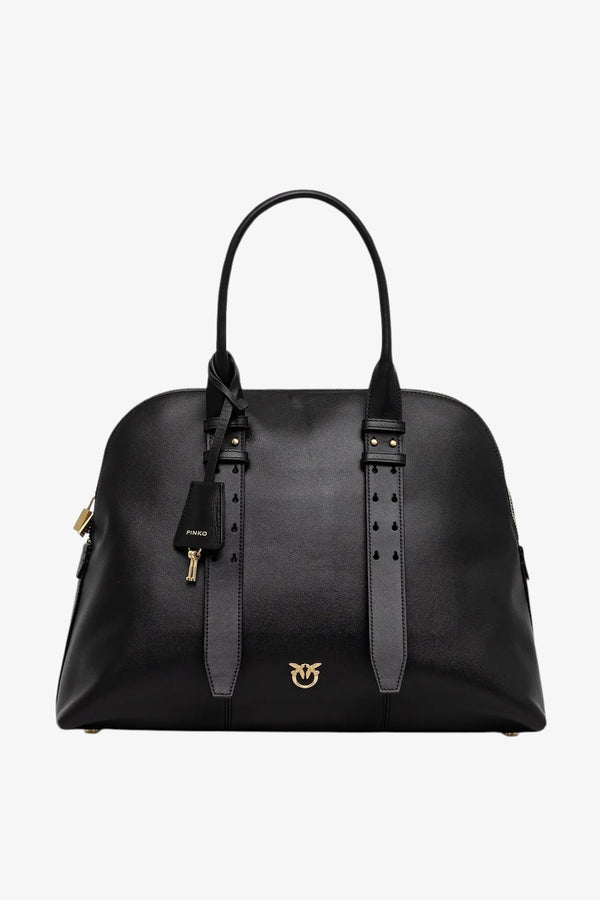 pinko Borsa A Mano Bowling Escape Bag In Pelle Maxi Nero Donna, foto 1