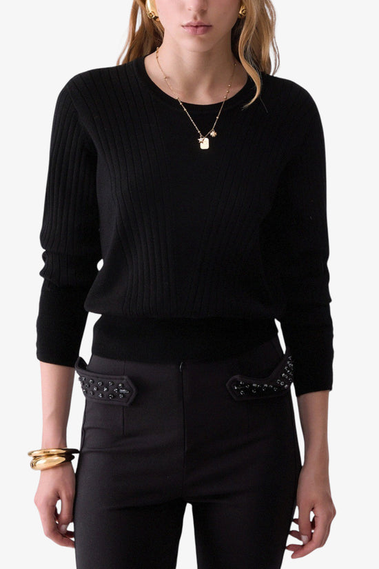  Maglione Girocollo A Coste Con Stringhe-liu jo-Nero-Special_-Tf6080 ms63l 22222-1  