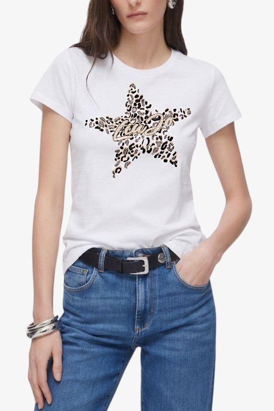  T-Shirt Maniche Corte Con Stampa E Strass-liu jo-Bianco-Special_-Wa6493 js923 p9656-1  