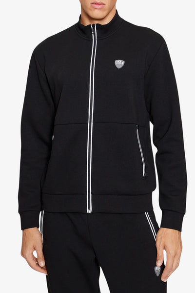 emporio armani ea7 Felpa Full Zip Premium Shield In Misto Viscosa Stretch Nero Uomo, foto 1