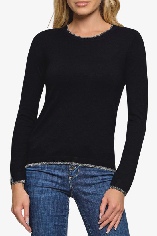  Maglione Girocollo Leggero Con Profili Lurex-liu jo-Nero-Special_-Wf6015 ms49i 22222-1  