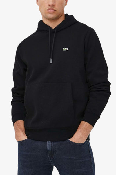 lacoste Felpa Con Cappuccio Logo Piccolo Ricamato Nero Uomo