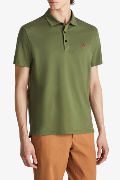 peuterey Polo Maniche Corte In Piqué Di Cotone Stretch Mezzola 02 Verde Uomo
