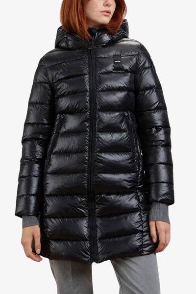 blauer Piumino Full Zip Con Cappuccio In Ovatta Termica Adelaide Nero Donna
