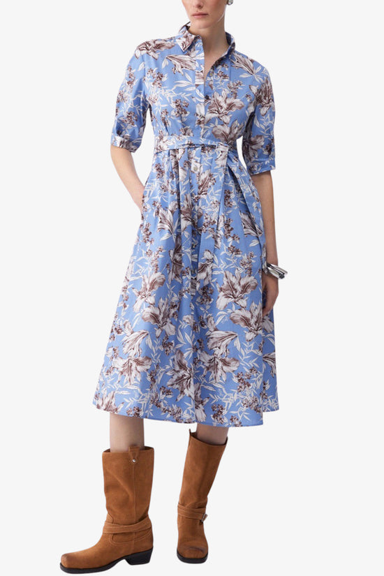  Vestito Maniche Corte Con Cintura A Fantasia In Popeline liu jo 