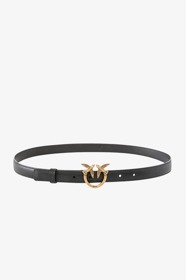 pinko Cintura Sottile Love Birds In Pelle 2cm Nero Donna, foto 1