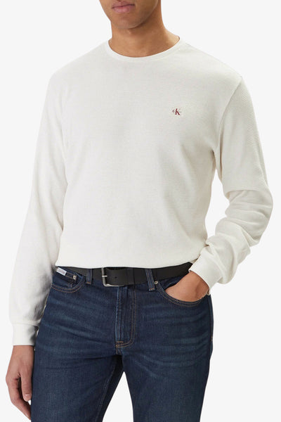 calvin klein jeans T-Shirt Maniche Lunghe Waffle Beige Uomo, foto 1
