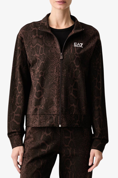 emporio armani ea7 Felpa Full Zip Graphic Series Stampa Pitonata Marrone Donna, foto 1