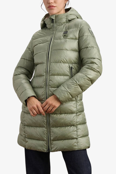 blauer Piumino Full Zip Con Cappuccio In Ovatta Termica Adelaide Verde Donna
