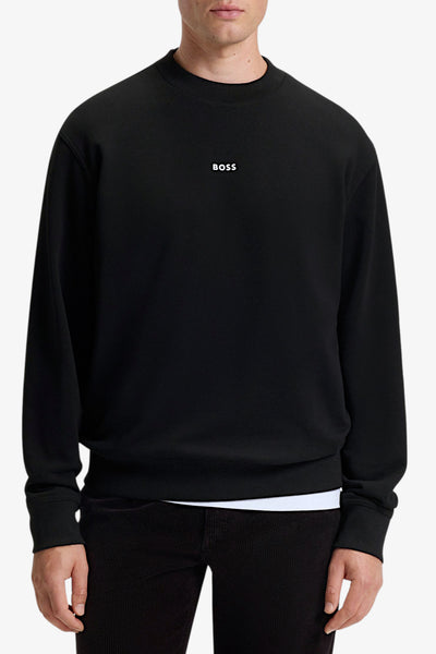 boss Felpa Girocollo Logo Piccolo Nero Uomo