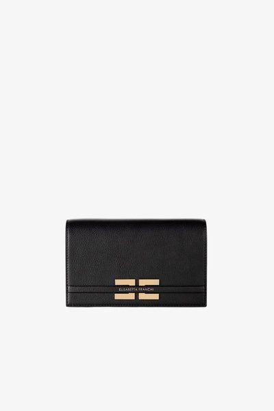 elisabetta franchi Borsa A Tracolla Logo E Catena Oro Nero Donna, foto 1