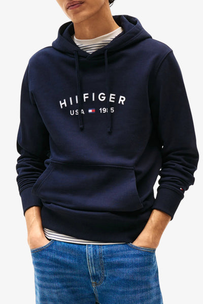 tommy hilfiger Felpa Con Cappuccio Logo USA Blu Uomo