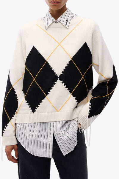 pinko Maglione Girocollo In Lana E Cashmere Con Maxi Rombi Berna Multicolore Donna, foto 1