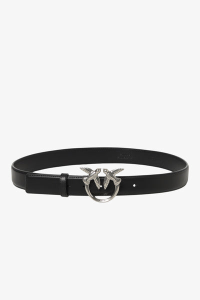 pinko Cintura Love Birds In Pelle 3cm Nero Donna, foto 1