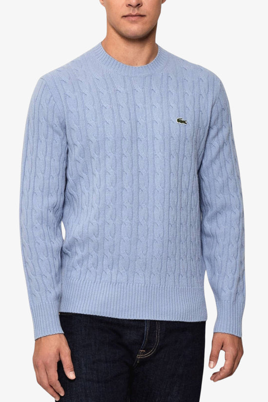  Maglione Girocollo A Trecce In Lana Cardata lacoste 