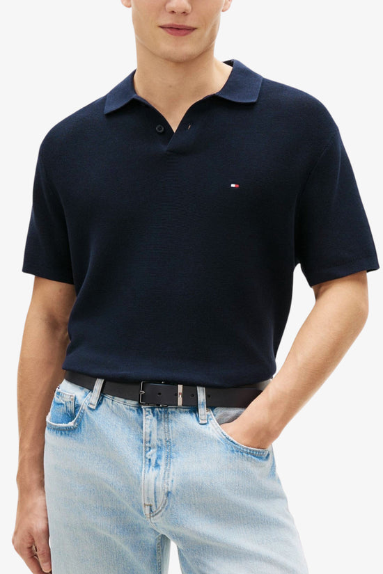 Polo Maniche Corte In Maglia Con Logo Bandierina Ricamato-tommy hilfiger-Blu-Special_-Mw0mw42795 dw5-1  