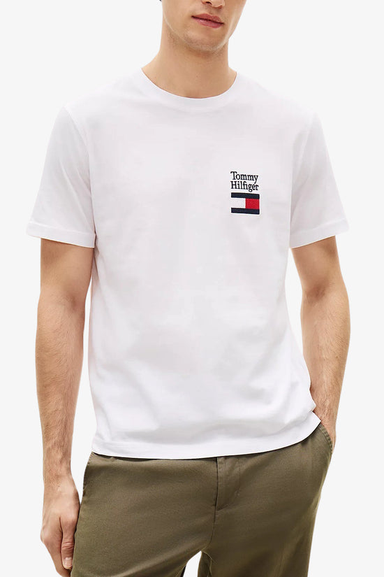  T-Shirt Maniche Corte Con Logo Bandiera Ricamato-tommy hilfiger-Bianco-Special_-Mw0mw42367 ybr-1  