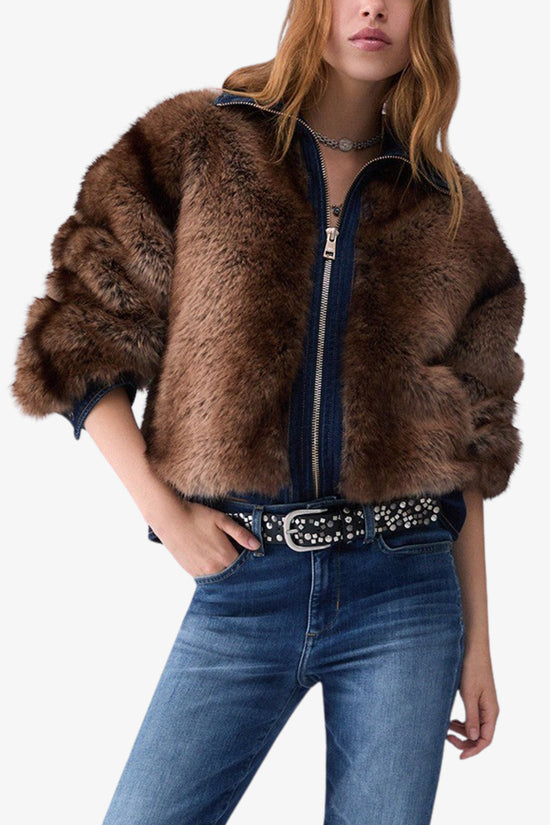  Giacca Full Zip In Pelliccia Sintetica E Denim-liu jo-Marrone-Special_-Uf6153 e1158 x0466-1  