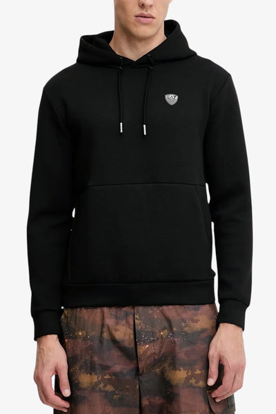 emporio armani ea7 Felpa Con Cappuccio Premium Shield In Misto Viscosa Stretch Nero Uomo, foto 1