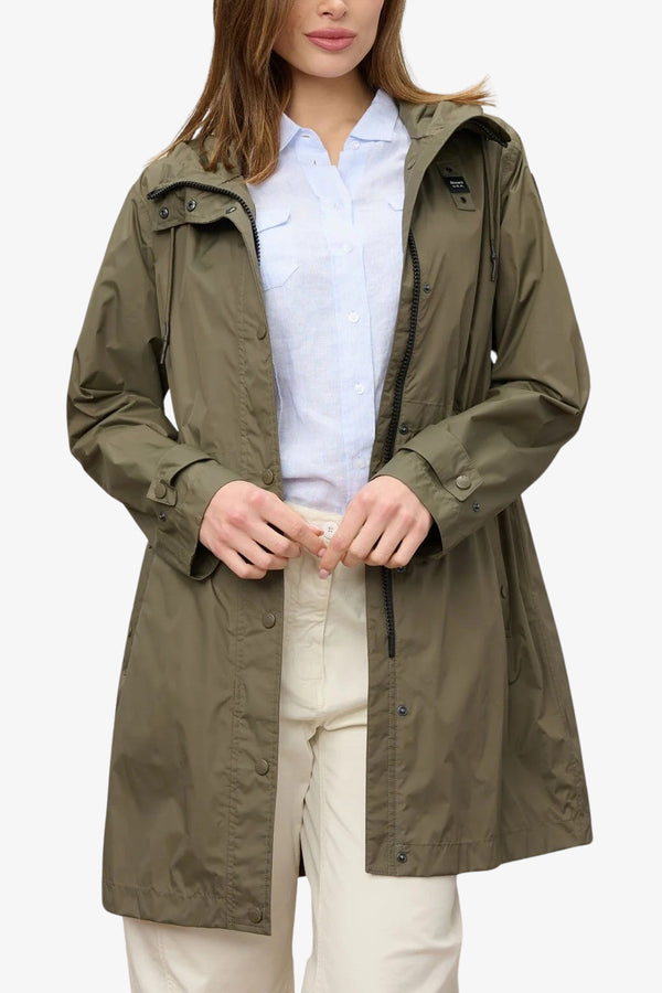 blauer Parka Full Zip Con Cappuccio Impermeabile Thrush Verde Donna, foto 1