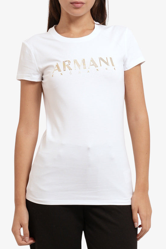  T-Shirt Maniche Corte Con Logo Metallizzato armani exchange 