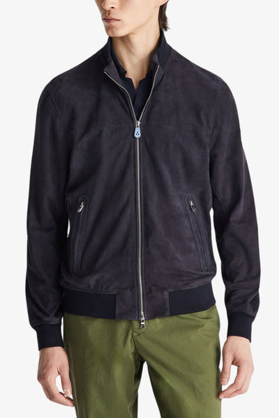 peuterey Giacca Full Zip In Pelle Scamosciata Sands Suede PE 08 Blu Uomo