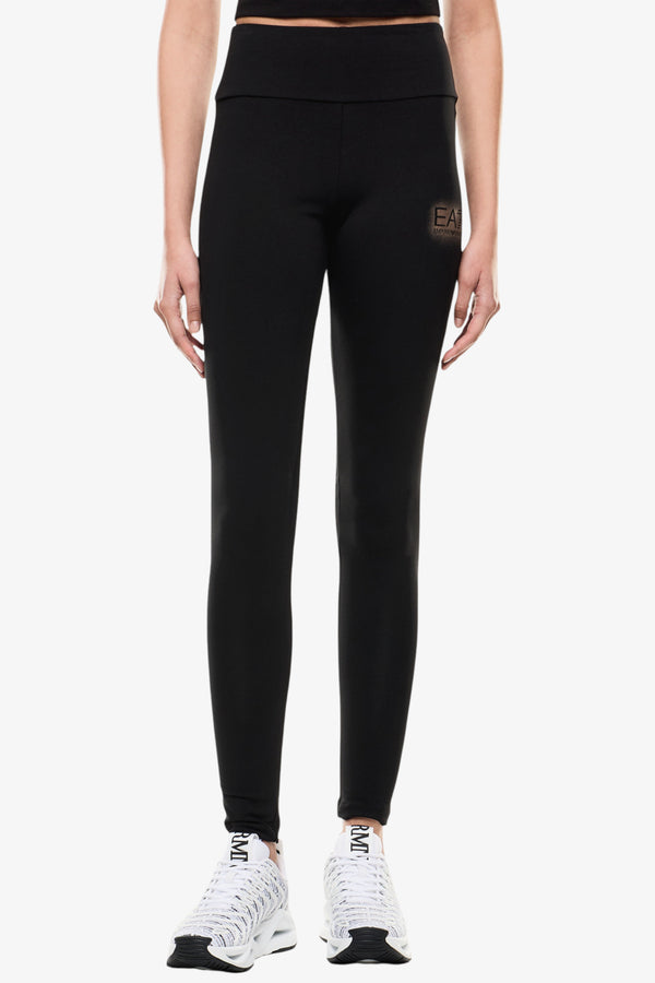 emporio armani ea7 Leggings Logo Spray Brillantinato Nero Donna, foto 1