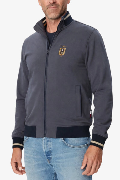aeronautica militare Felpa Full Zip Piccolo Stemma Frecce Tricolori Grigio Uomo