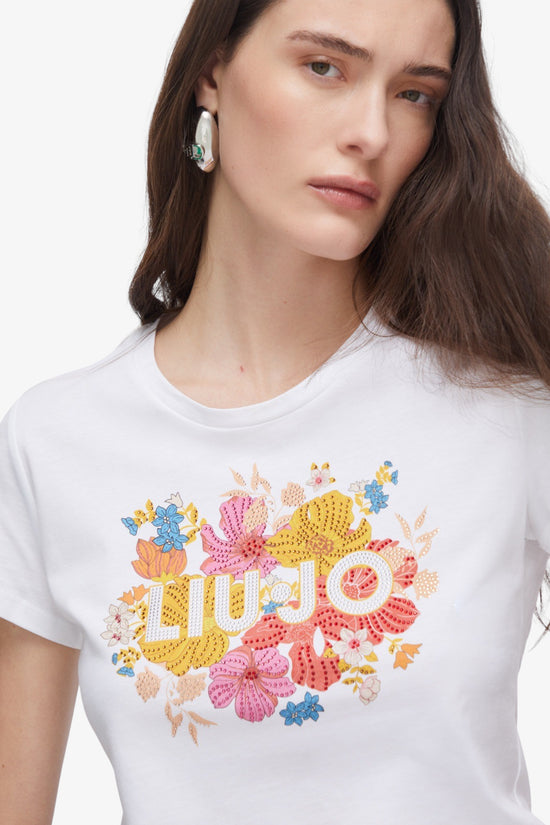  T-Shirt Maniche Corte Con Stampa E Strass liu jo 