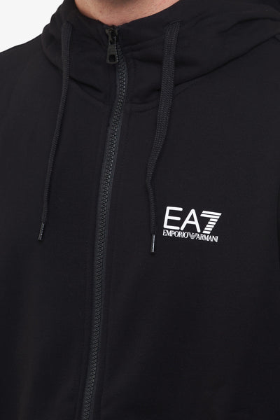 emporio armani ea7 Felpa Full Zip Con Cappuccio Core Identity Nero Uomo, foto 2