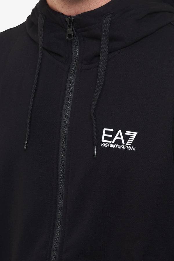 emporio armani ea7 Felpa Full Zip Con Cappuccio Core Identity Nero Uomo, foto 2